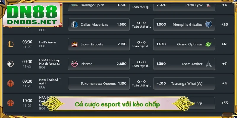 Cá cược esport với kèo chấp