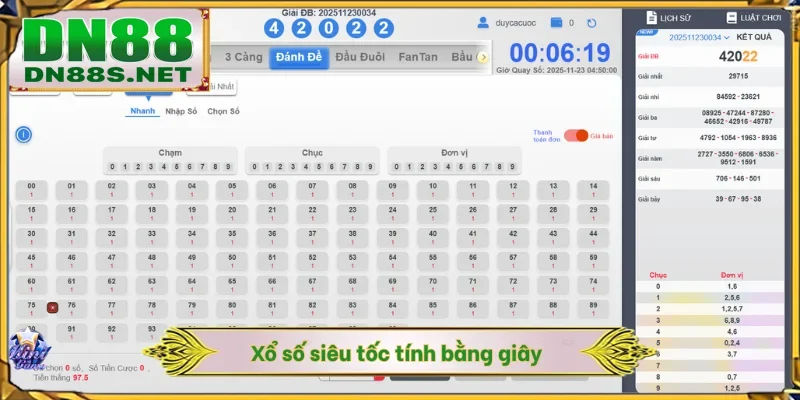 Xổ số siêu tốc tính bằng giây